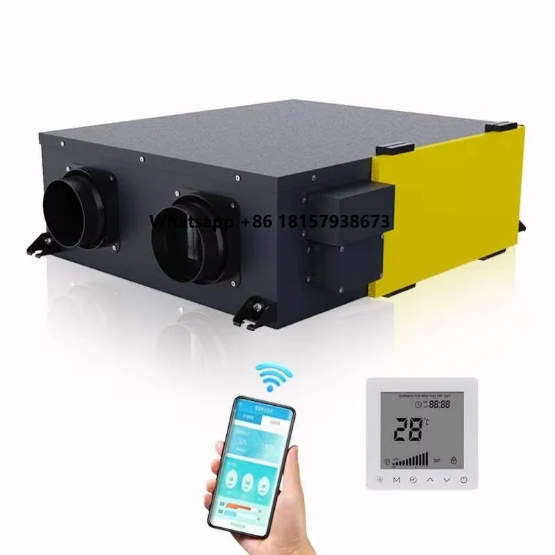 

Ceiling Fan Mounted MVHR ERV HRV Air Handling Unit for Home Recuperator with Stainless Steel Blades and Motor Core Components