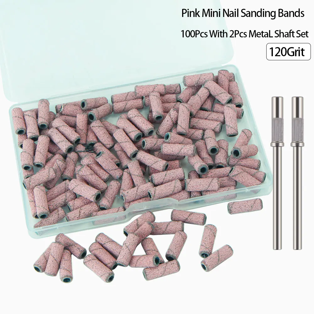 100 Stück Schleifbänder für Nagelbohrer mit 2 Stück Dornen-Bit-Set, 3,1 mm Mini-Schleifbänder für Acrylnägel und Gel. – Detail 3