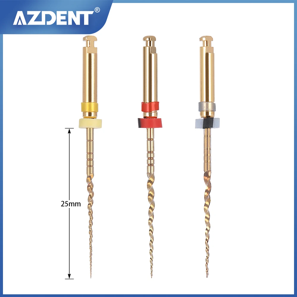 AZDENT-limas de Canal radicular endodóntico, accesorio Dental de 25mm, para dar forma y limpiar el sistema de Canal radicular