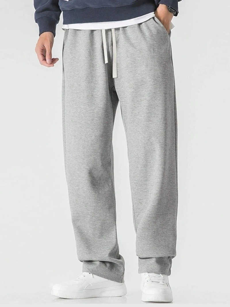Relaxed Drawstring Sweatpants Heather Joggers Casual Lounge Pants Comfortable Elastic Waist Cotton Blend Bottoms, Men Grey