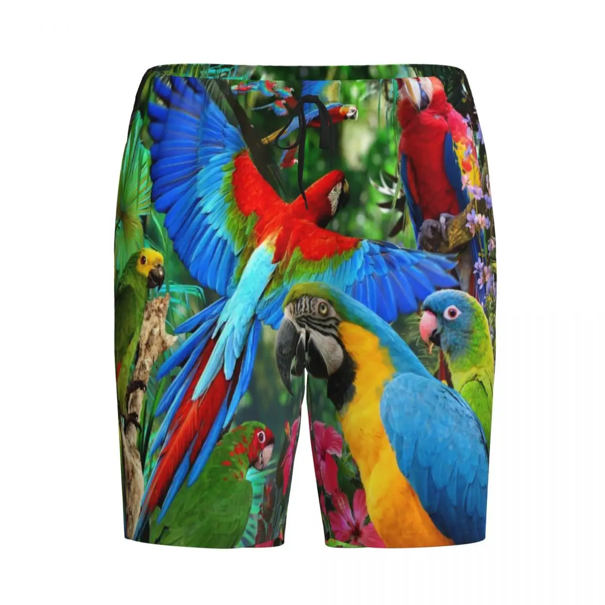 Custom Tropical Parrots Birds Pajama Bottoms Cockatiel Macaw Parrotlet Lounge Sleep Shorts Stretch Sleepwear Pjs with Pockets