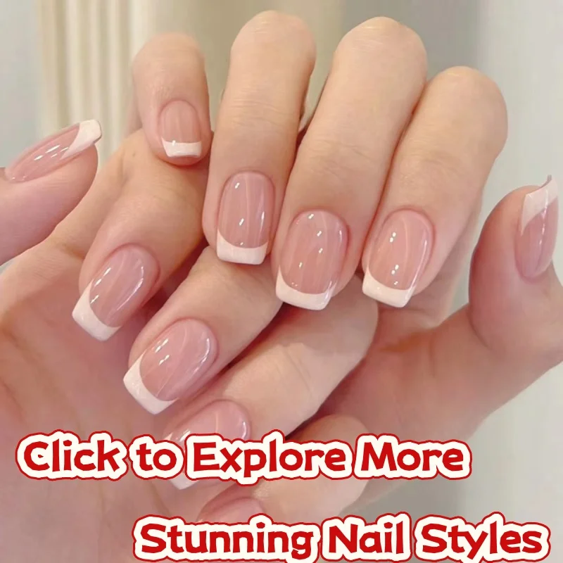 24 unids/set de uñas postizas cuadradas cortas para mujer, lindo corazón de novia, puntas francesas blancas, uñas postizas, suministros para uñas postizas