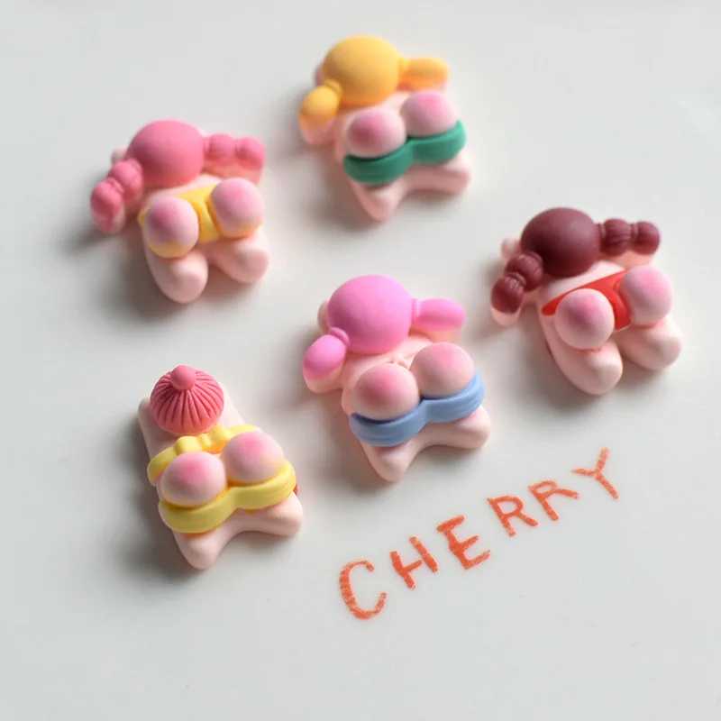 5pcs cute girl cartoon resin flatback cabochons for diy jewelry making handmade crafts materials