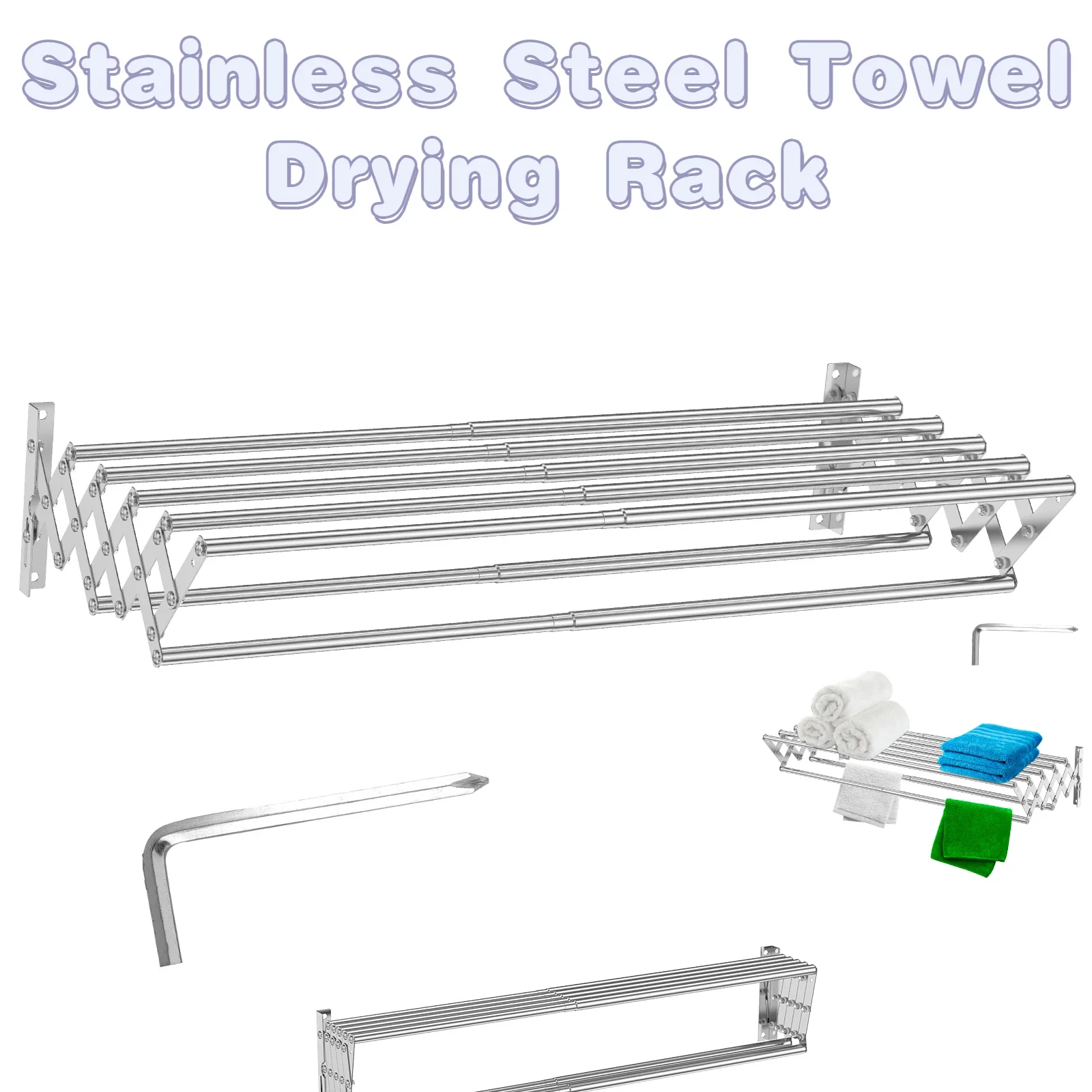 

Laundry Drying Rack Collapsible Wall Mounted Clothes Drying Rack Stainless Steel Drying Rack Retractable Towel Drying Rack Space
