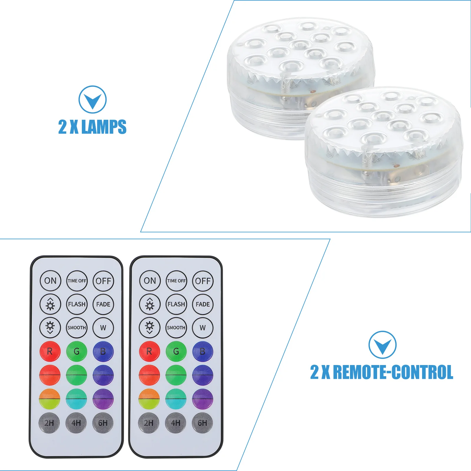 

2 set Waterproof Remote Controlled Underwater Lamp Color Changing Led Pool Light For Aquarium Pond Decoration Submersible Light