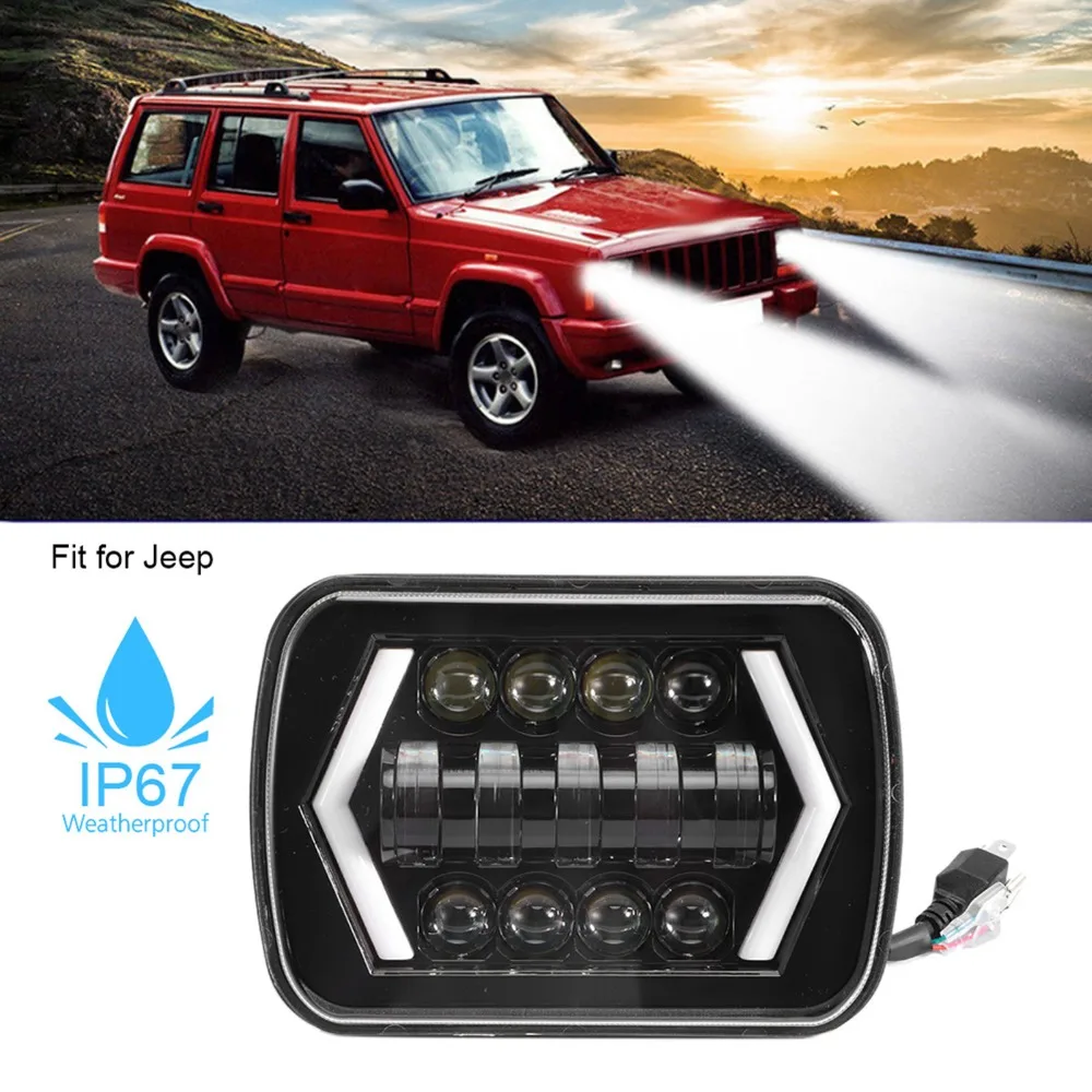 High/Low Beam LED Square Headlight LED Light Source Turning Function LED Headlamp Light 5x7 Inch Size Square Headlamp For Jeep