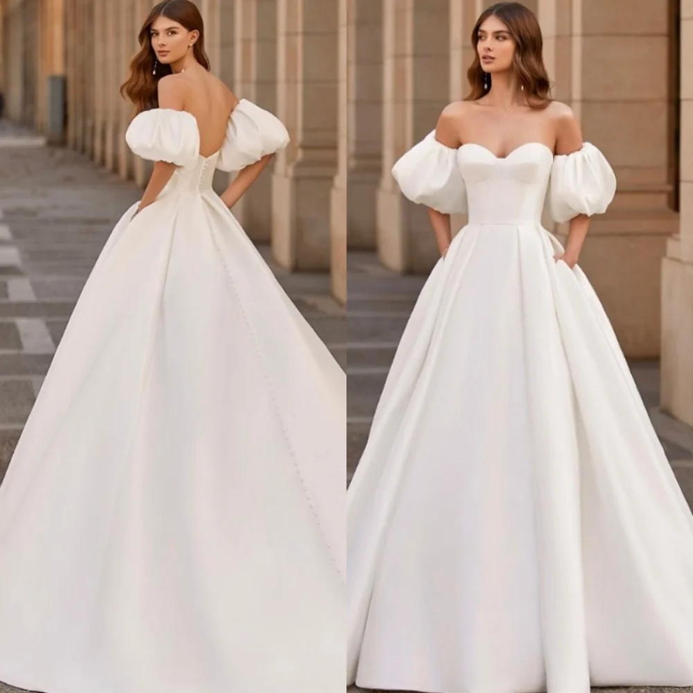 

Customized Modern Wedding Dresses Dreamy Sweetheart Heavy Industry Wedding Classic Backless Open Back Dresses 2025 Bride Gowns