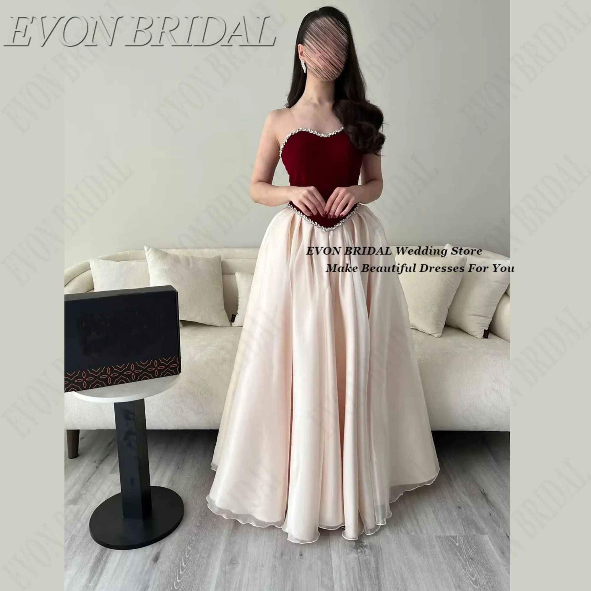 

Длинное вечернее платье цвета бургунди с кристаллами, для гостей на свадьбу, индивидуальный пошив в Дубае, женские платья для выпускного, формальные, от EVON BRIDAL, плиссированное, элегантное