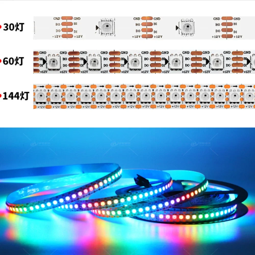 

WS2815 DC12V WS2812B WS2813 Светодиодная лента RGB с индивидуальной адресацией Светодиодные фонари с двойным сигналом 30, 60, 100, 144 светодиода IP30 65 67