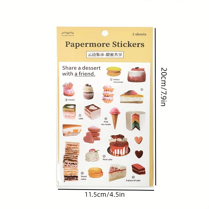 2 sheets Daily Colorful Stickers Material Paper for DIY Journaling Stationery