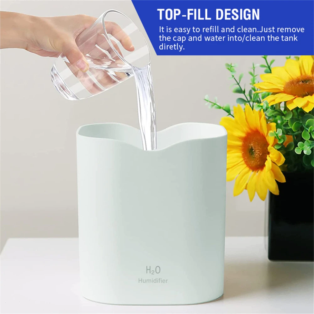 Humidificador de aire ultrasónico de doble pulverización, difusor de aceite esencial con tanque de agua de 2200ml para el hogar, la Oficina y el dormitorio, venta al por mayor, 2200ml