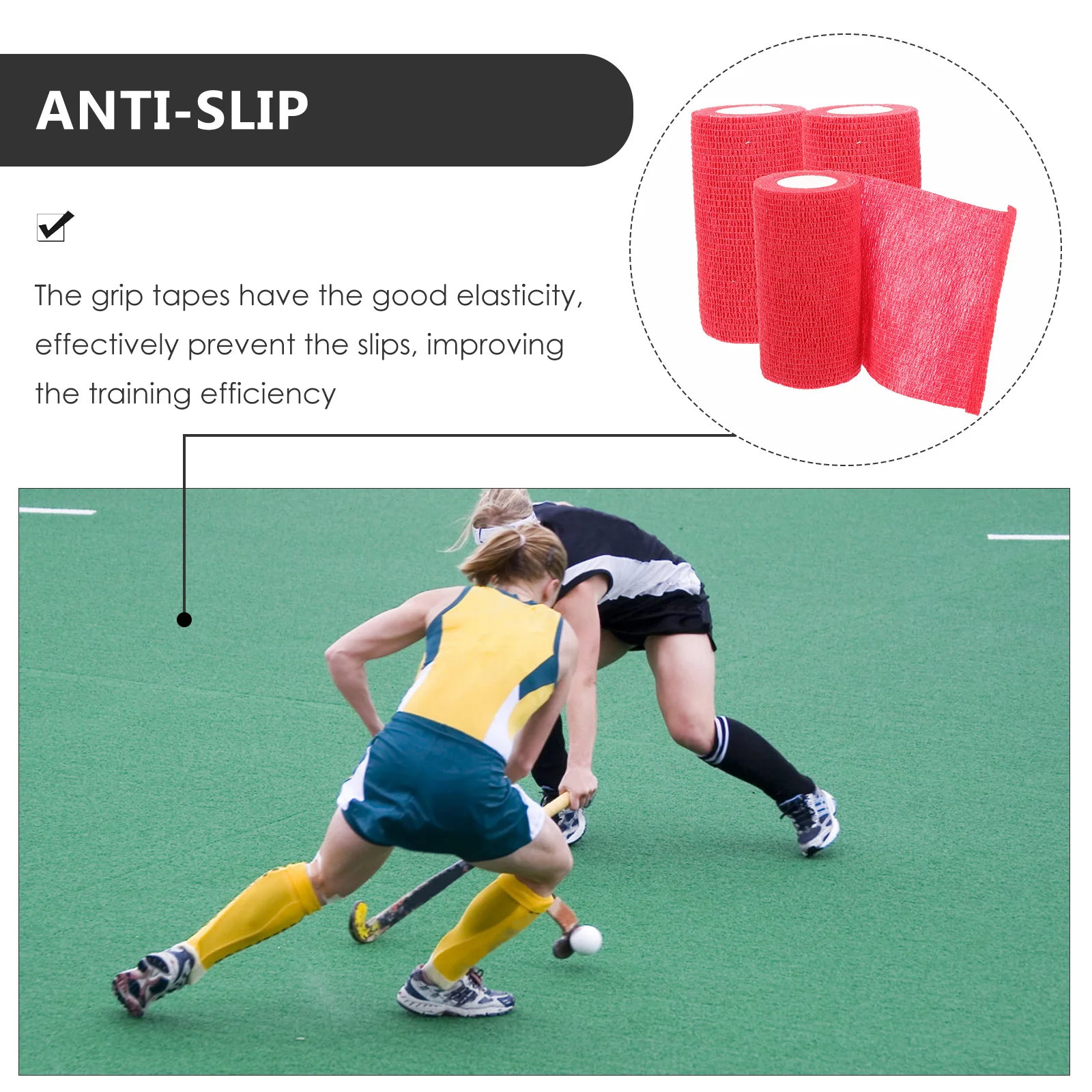 

3pcs Hockey Grip Tape 3 Rolls Self adhesive Non woven Sports Grasp Sticks Tapes Handle Tennis Badminton Anti slip Replacement