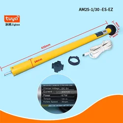 TUYA Zigbee DC 5V Tubular Motor USB Charging AM25-1-25-ES-EZ 433.92MHz Lithium Battery Version for Electric Roller Shutter