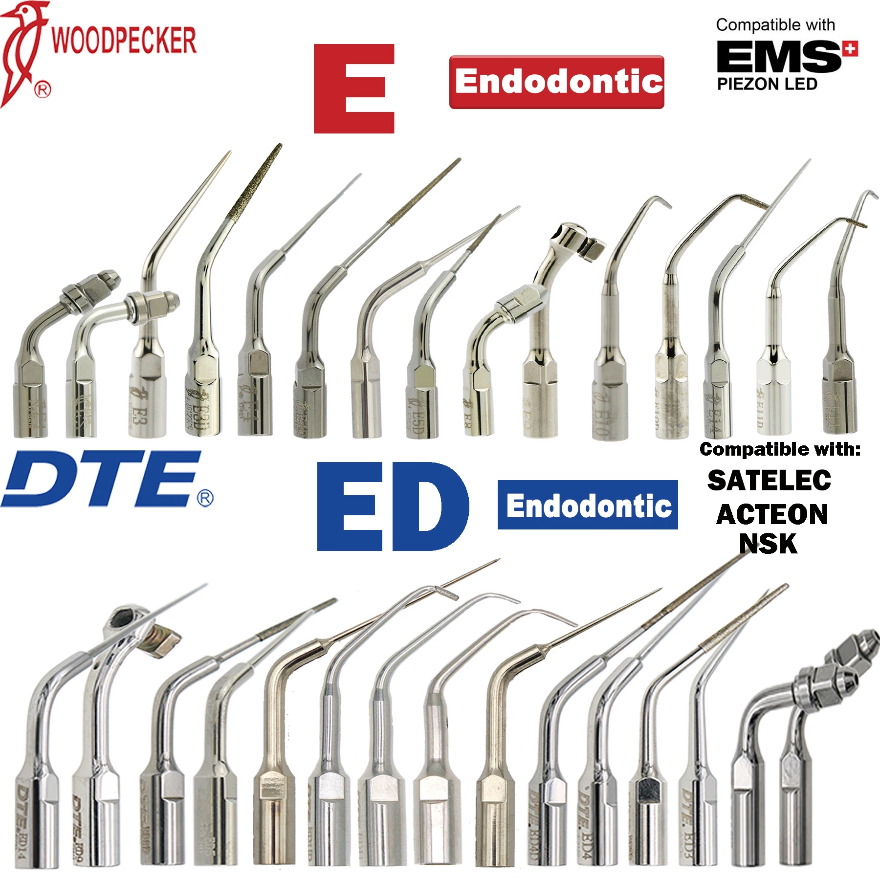 

Woodpecker DTE Dental Ultrasonic Scaler Tips Endodontics Scaling Tips Medical Fit EMS SATELEC NSK Dentistry Products