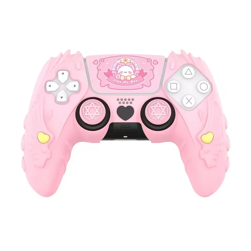 

Силиконовый защитный чехол IINE Meow Pact для контроллера PS5, розовый, с защитой от скольжения и падений, аксессуары для рукоятки.