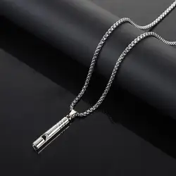 Outdoor Emergency Whistle Pendant Necklace Unisex Simple Silver Color Sweater Necklace For Women Men Jewelry Gifts
