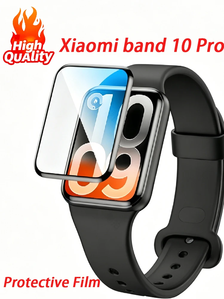 Protective Film For Xiaomi Band 10 Pro Screen Protector Curved Edge Soft Glass Cover for Mi band 10 Pro Smartwatch Accessories
