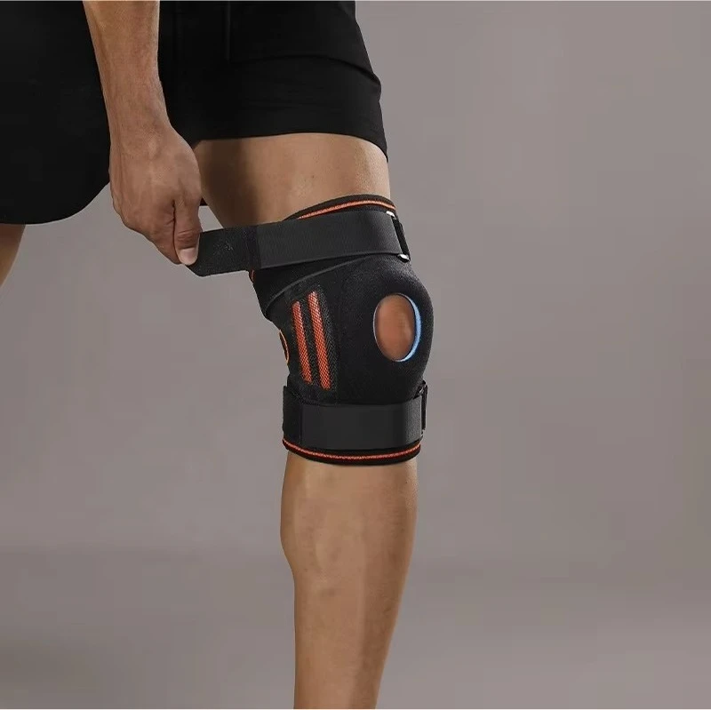 Adjustable Shock Absorption Knee Brace with Side Stabilizers Compression Running Cycling Walking Basketball