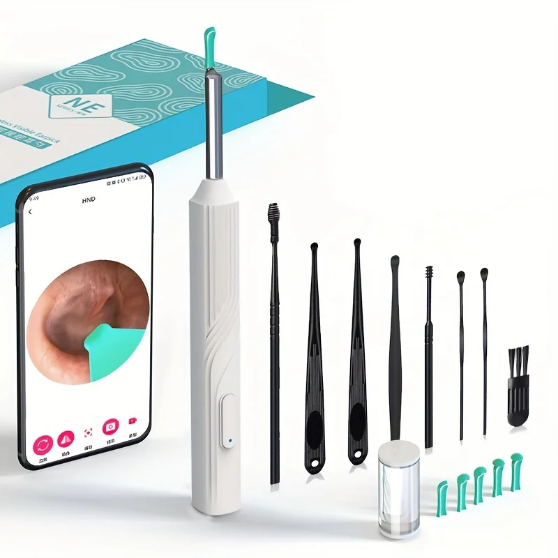 Ear Wax Removal Tool Camera with 8 Pcs Ear Set,Ear Cleaner With Camera,Ear Cleaner With1080P HD Otoscope Camera And 6 LED Lights