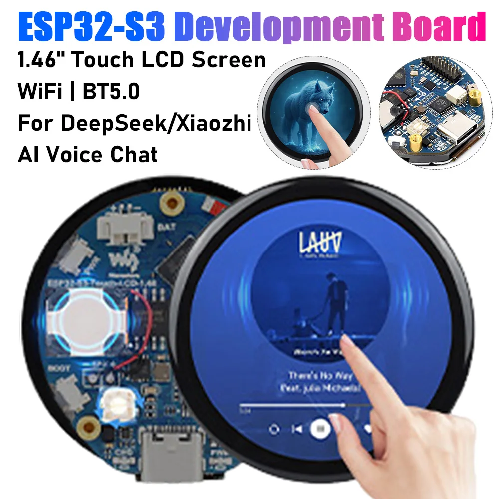 ESP32 S3 مجلس التنمية 1.46 بوصة شاشة LCD تعمل باللمس مستديرة XiaoZhi AI روبوت شاشة تعمل باللمس شاشة LCD متوافقة مع DeepSeek