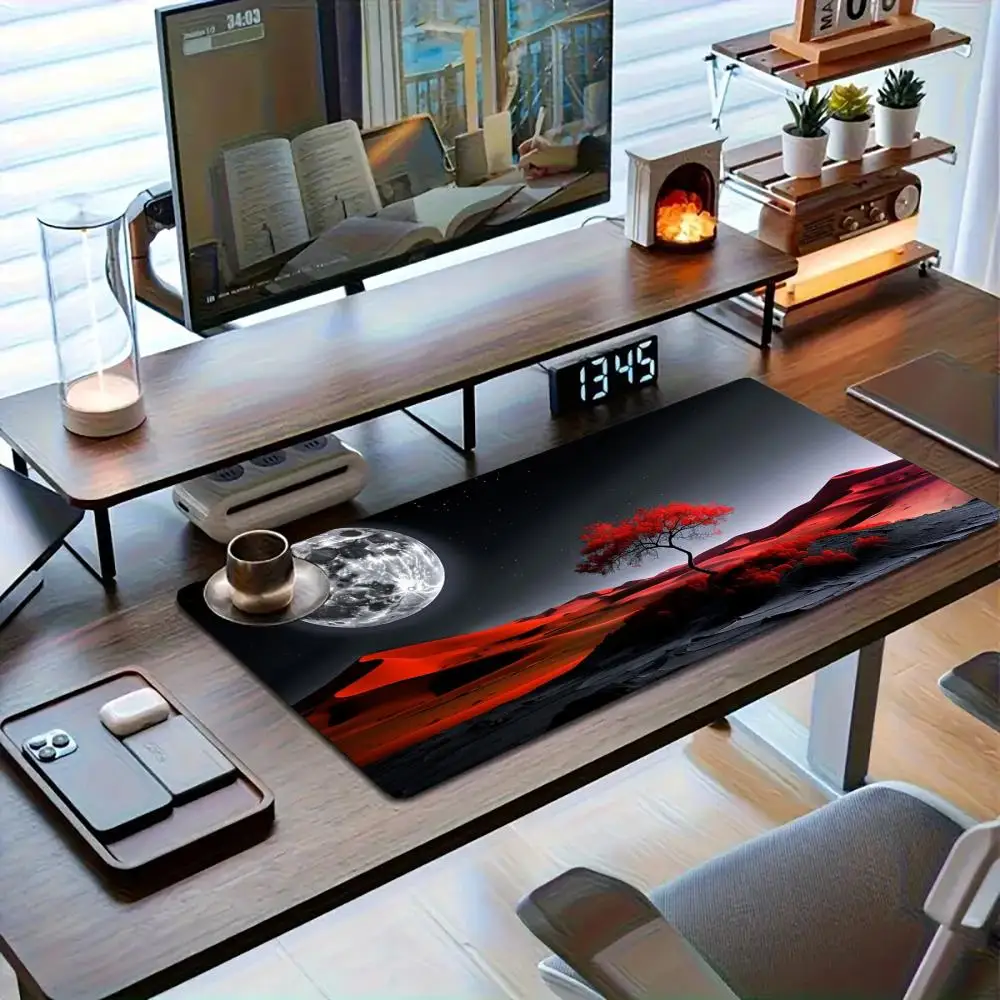 

Blood Moon Fantasy Scenery Mouse Pad - Mysterious Night Scene Desk Pad Large XXL Non-slip