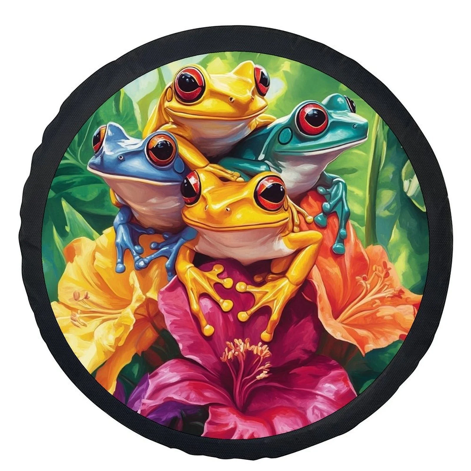 Цельный чехол для шин с яркой лягушкой, стильный и универсальный, предназначенный для защиты колес большинства автомобилей.