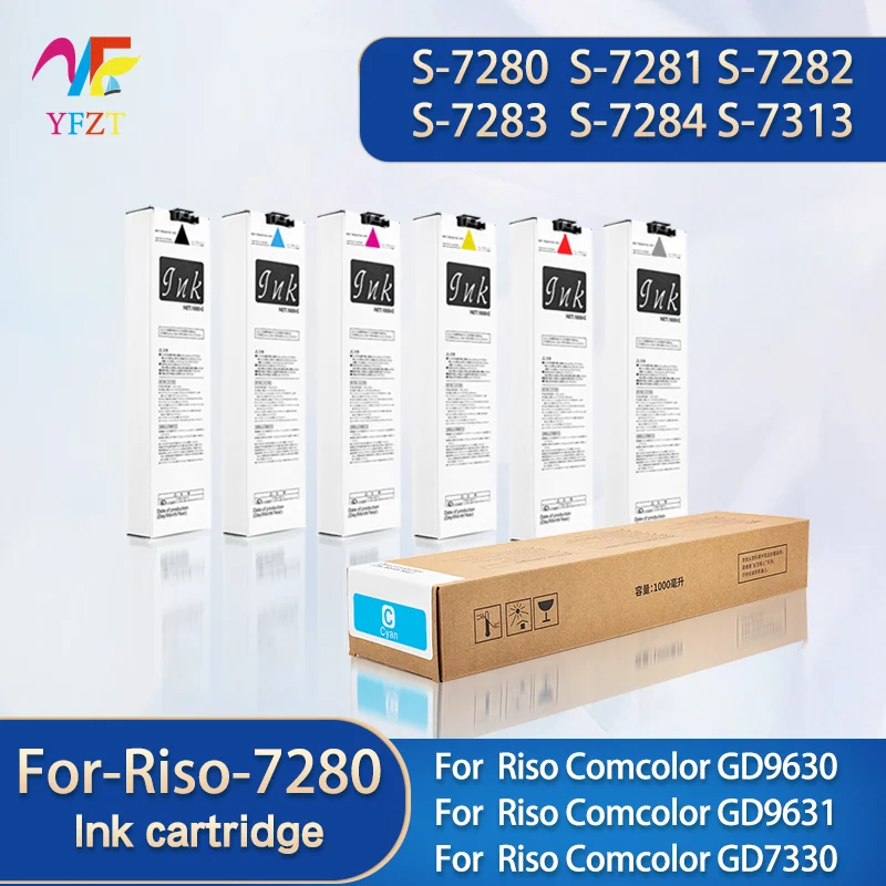 For Riso S-7280 S-7281 S-7282 S-7283 7284 S-7313 1000ml Ink Cartridge with chip For Riso Comcolor GD9630 GD9631 GD7330 Printer