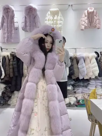 Real Fox Fur Winter Clothes for Women Slim Long Puffer Jacket Hooded 2023 Female White Goose Down Coat Waterproof Parkas Warm