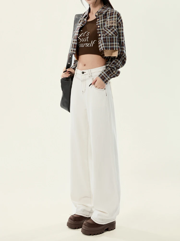 High Waist Wide Leg Denim Jeans Women's Loose Fitting Slimming Drapey Micro Flared Floor Length Pants Autumn New Style