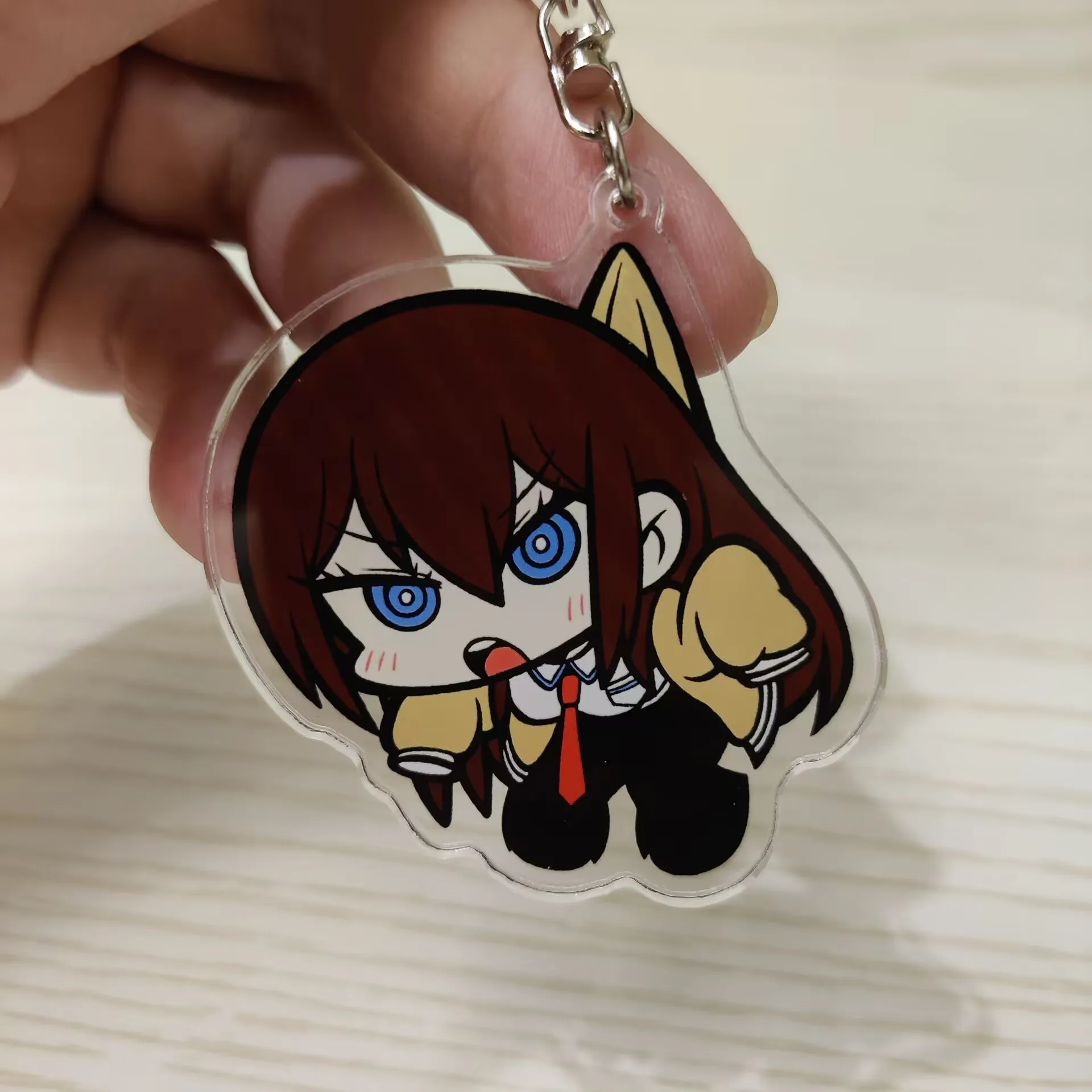 Anime Steins; Figur Gerbang Makise Kurisu Okabe Rintarou versi Q gantungan kunci akrilik karakter Shiina Mayuri liontin Dekorasi gantungan kunci