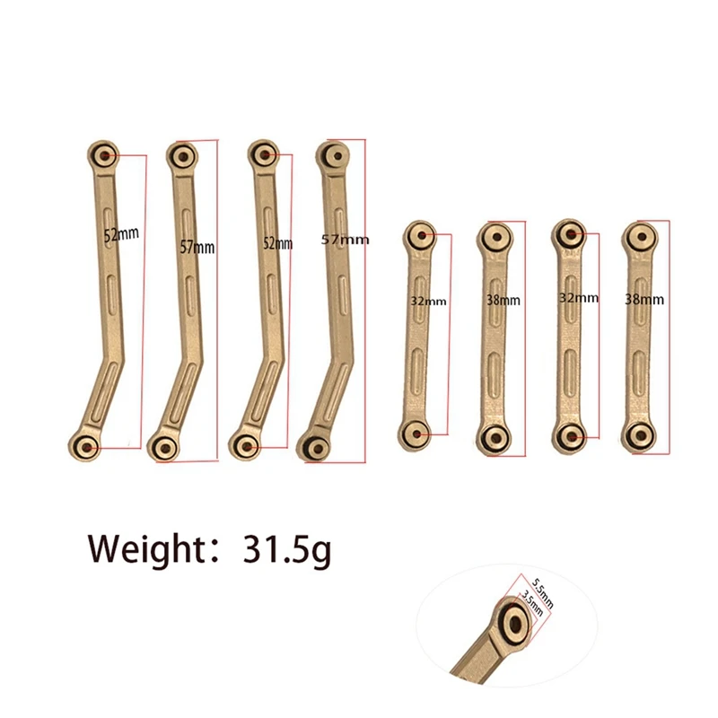 8Pcs Brass High Clearance Chassis Link Set Link Rod Linkage For Axial AX24 1/24 RC Crawler Car Upgrade Parts