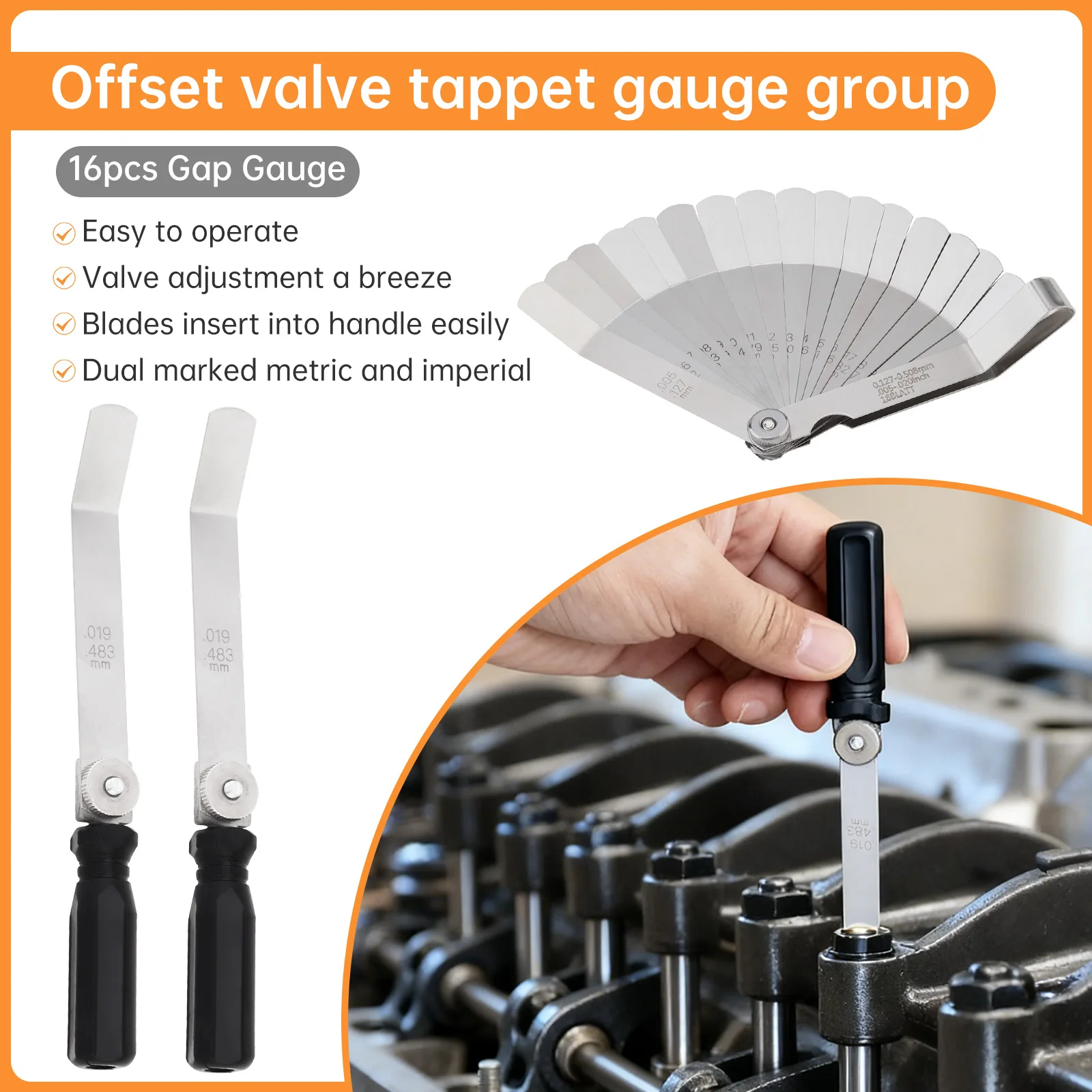 الفولاذ المقاوم للصدأ أوفست صمام الغماز المحسس قياس مجموعة متعددة الأغراض أداة قياس محرك دراجة نارية صمام المحسس قياس #4