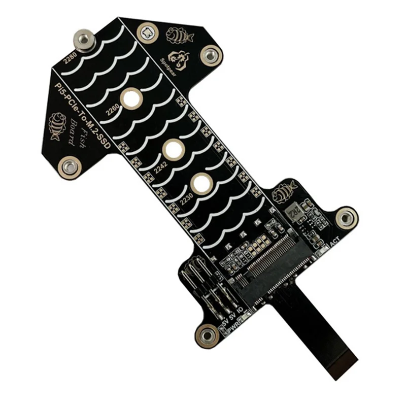

BMBY-для Raspberry Pi 5 Pcie, плата расширения для M.2 Nvme SSD, плата адаптера Pi5-Pcie-Fish-Board-A