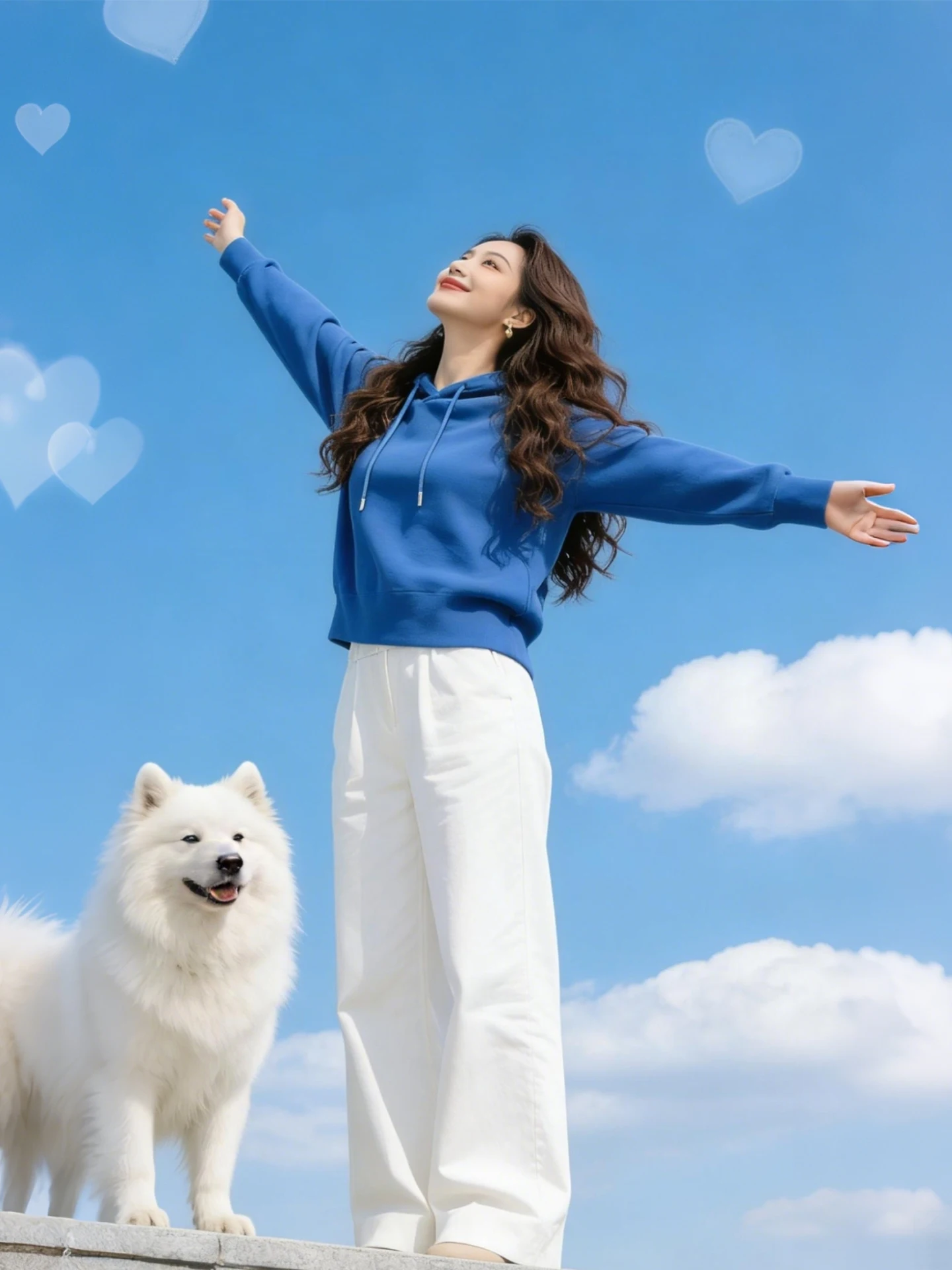 

Синяя женская толстовка с длинным рукавом, повседневная, универсальная, стройнящая, в милом стиле, весенне-осенняя, модная, стандартного кроя, корейская, V-образная