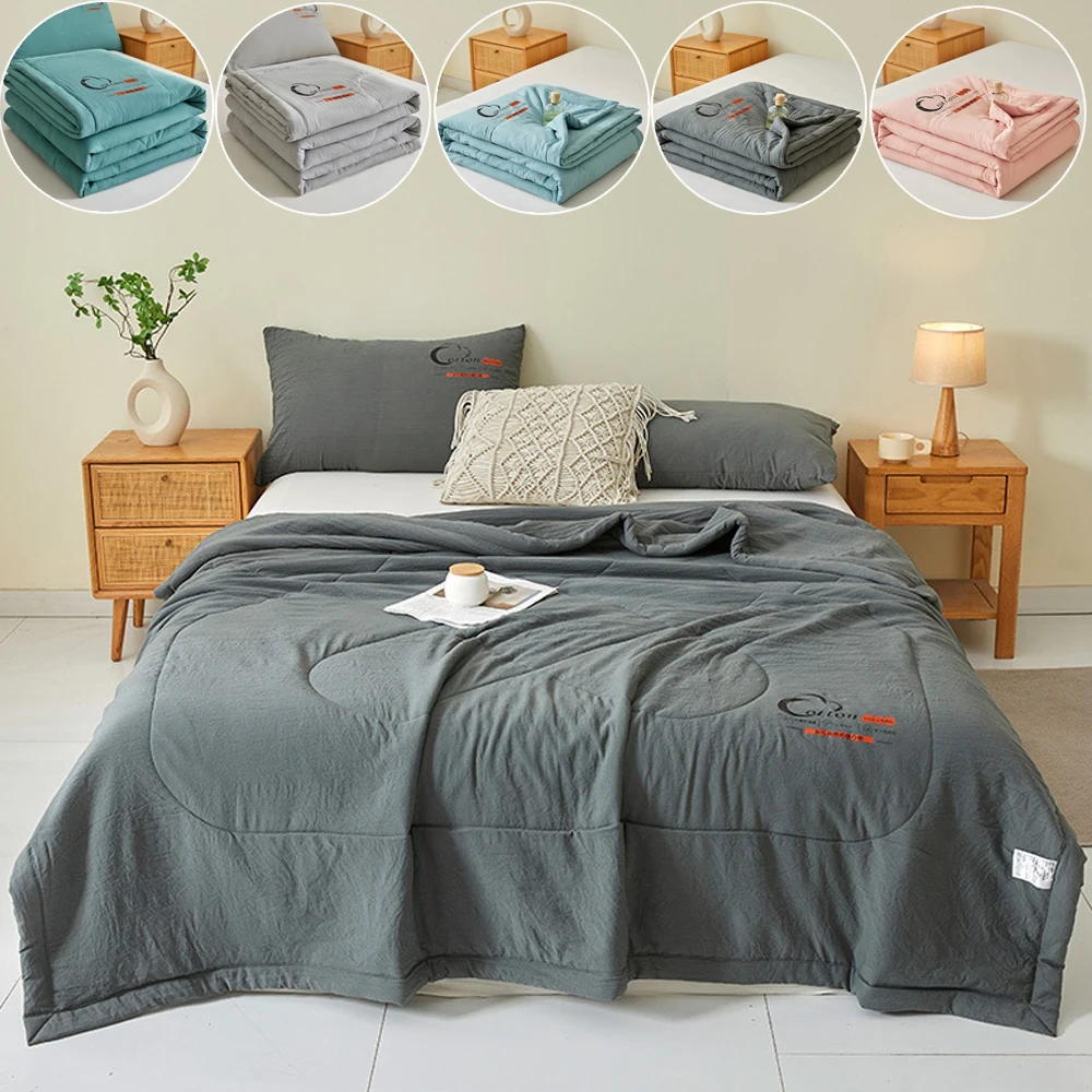 

Japanese-style Ultra-soft Summer Cooling Quilt, Solid Color Breathable and Durable Air Conditioning Quilt- Stitched Design 여름이불