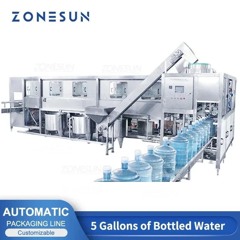 ZONESUN ZS-AFMW 900 BPH 5 galones PET Máquina de llenado de agua embotellada Línea de embalaje de sellado Fabricación de producción en masa