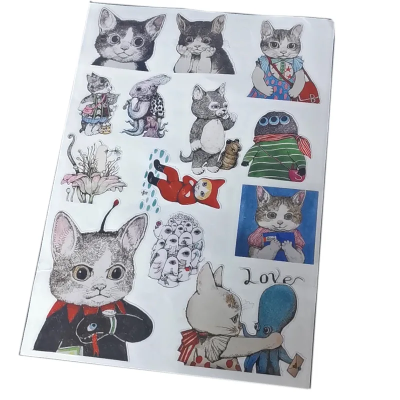 Yuko Higuchi Cute Cat Stickers Waterproof Funny Cartoon Animal Phone Case Fridge Ceramic Tile Kids Toy decoration Wall Sticker