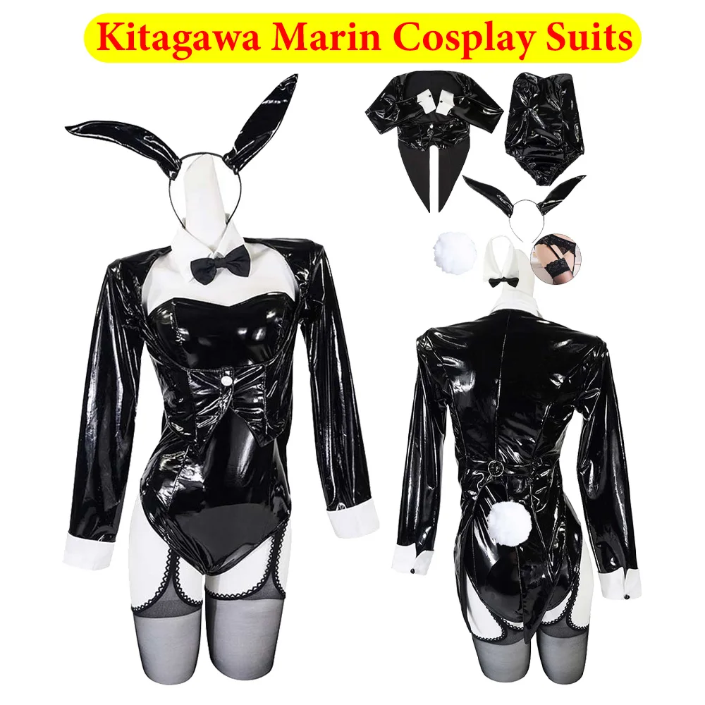

Bunny Girl Kitagawa Marin Cosplay Jumpsuit Anime Dress-Up Clothing Bodysuit Headband Set Costume Halloween Party Disguise Suit