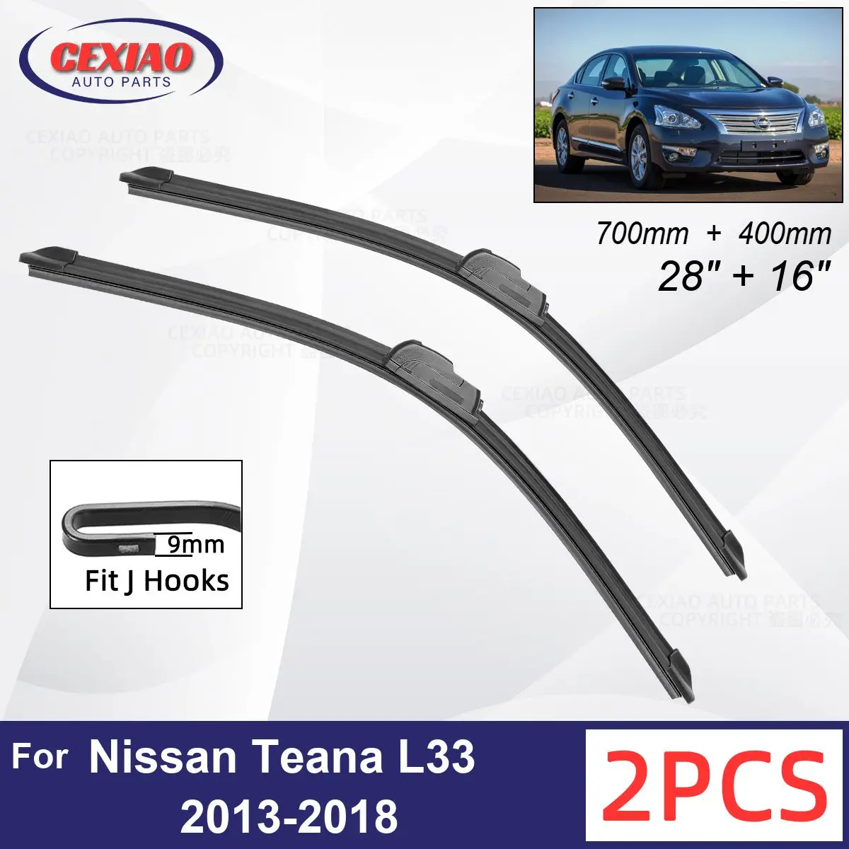 

Car Wiper For Nissan Teana L33 2013-2018 Front Wiper Blades Soft Rubber Windscreen Wipers Auto Windshield 28" 16" 700mm 400mm