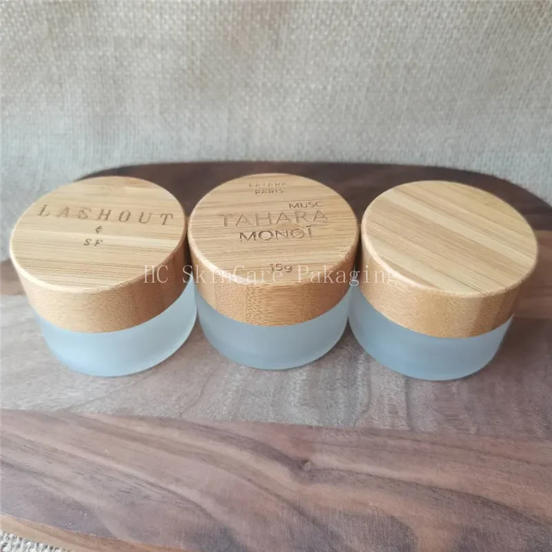 

popular Engraving Logo Frosted Glass Container Bottle Jar Matte Pot for Cosmetic Face Cream Lip Balm Sample Cosmetic container