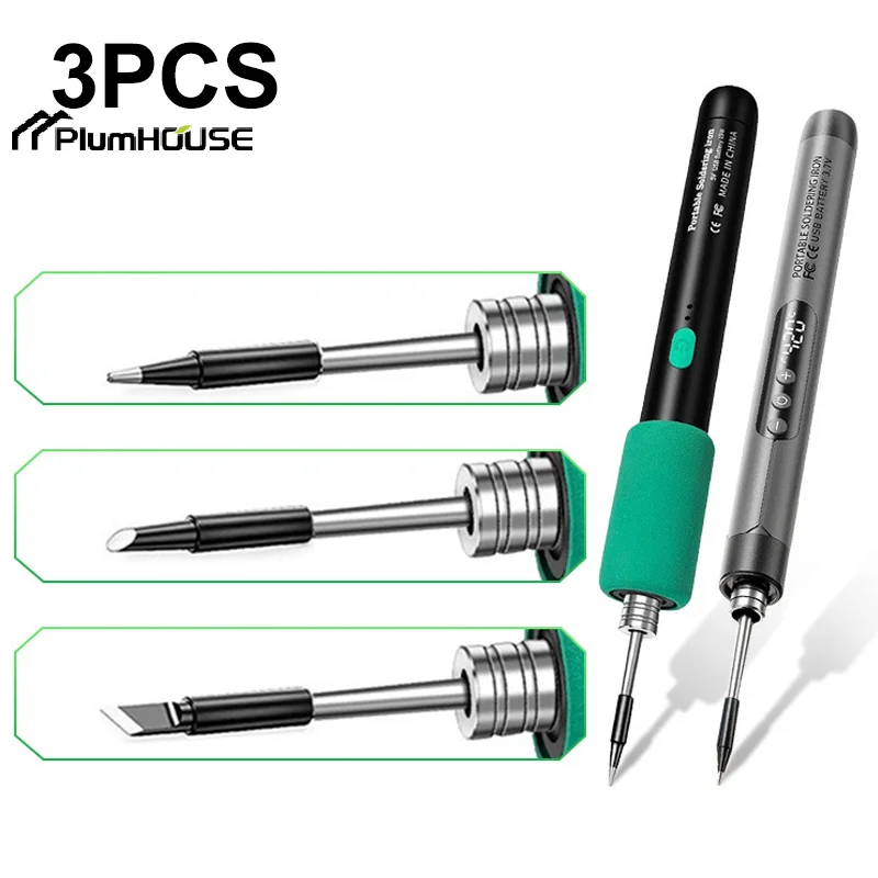 Pack of 3, 5V Battery Operated Soldering Iron Tips, Repair and Rework Equipment