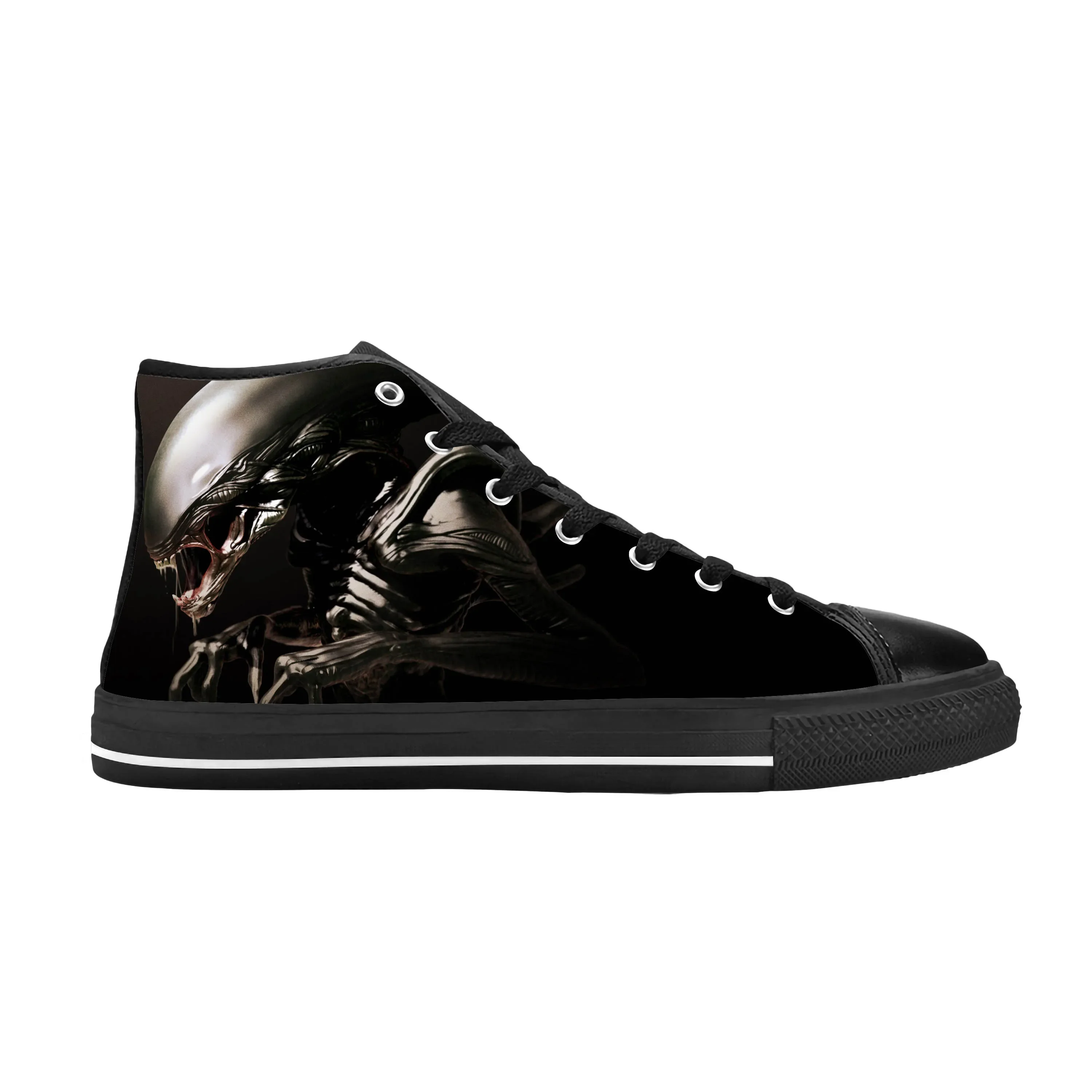 Hot Xenomorph Alien Horror spaventoso gotico Halloween scarpe di stoffa Casual High Top confortevole traspirante stampa 3D uomo donna Sneakers