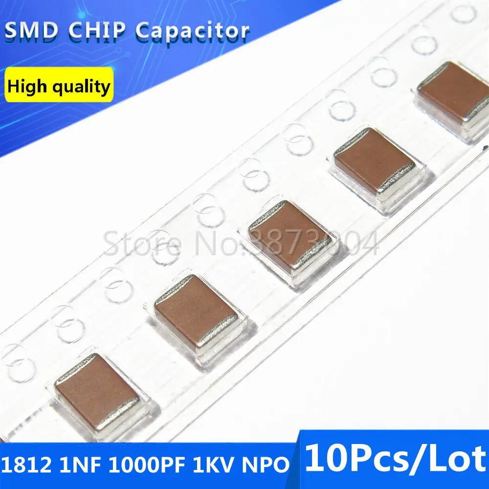 10pcs 1812 1NF 1000PF 1KV NPO 1000V 5% Thick Film Chip Multilayer Ceramic Capacitor