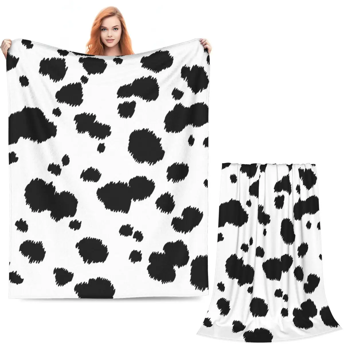 Dalmatian Dog Texture Blanket Soft Warm Flannel Throw Blanket Bedspread for Bed Living room Picnic Travel Home Sofa