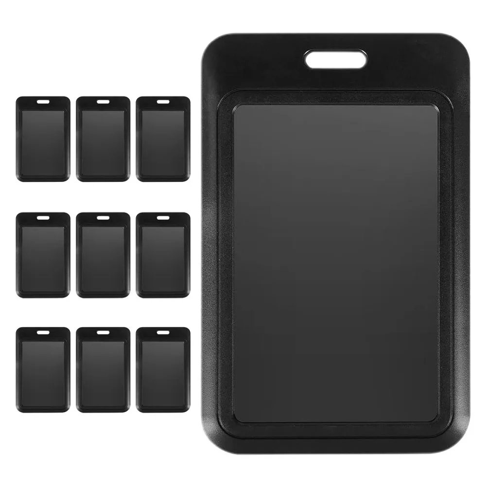 10Pcs Vertical Badge Holder Clear Hard Plastic Id Case Protector for Work Conference Event Employee Student Visitor