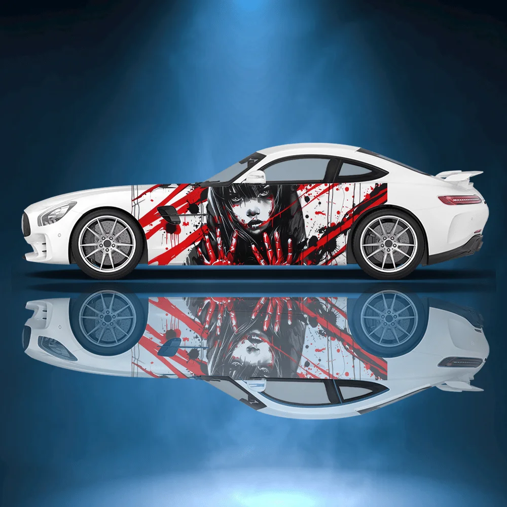 

Beauty Horror Red Handprint Car Vinyl Wraps Decal Self-adhesive PVC Sticker Suitable for Trucks SUV Decor Auto Accessories Gift