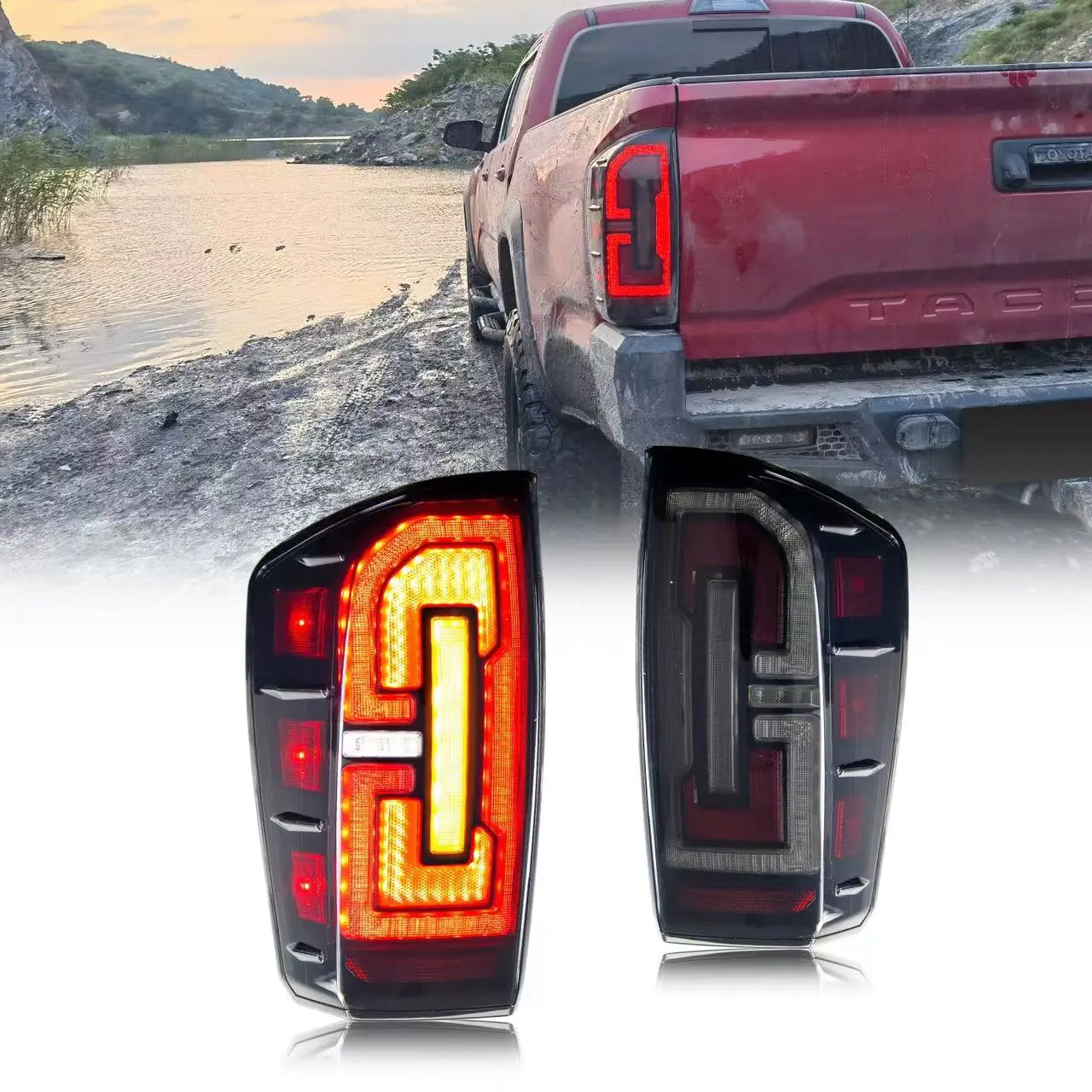 

LED Sequential Taillights for Toyota Tacoma 2016-2021 Rear Lamps Start-up Animation APP Control Sequential Signal Assembly