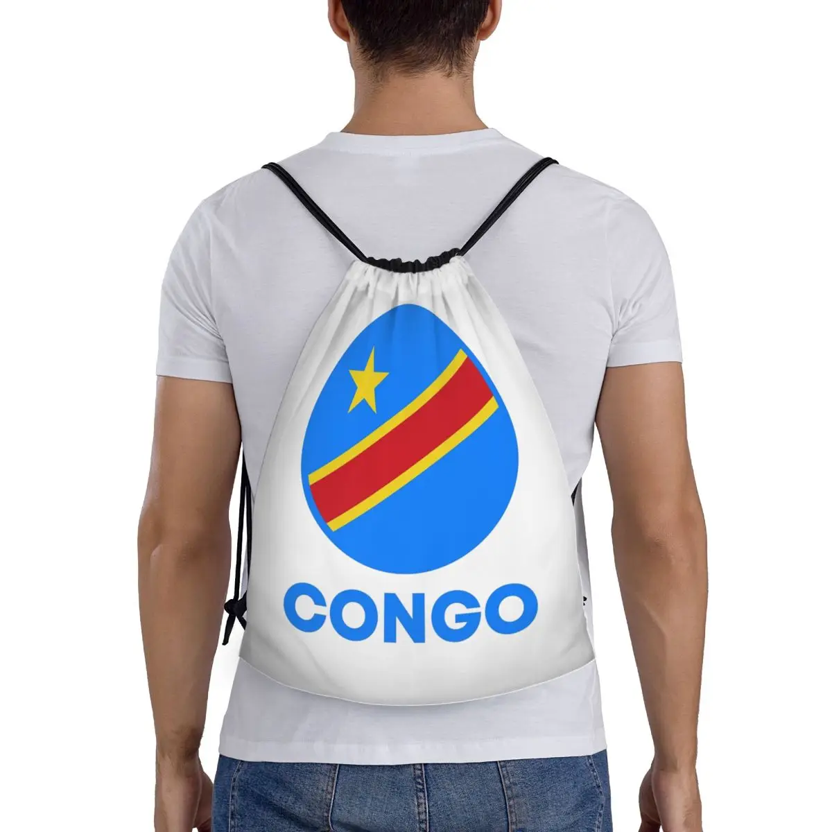

Flag Of Congo Kinshasa Flag Of Zaire Backpacks Multi-function Drawstring Bags Sports Bag Book Bags for Man Woman School