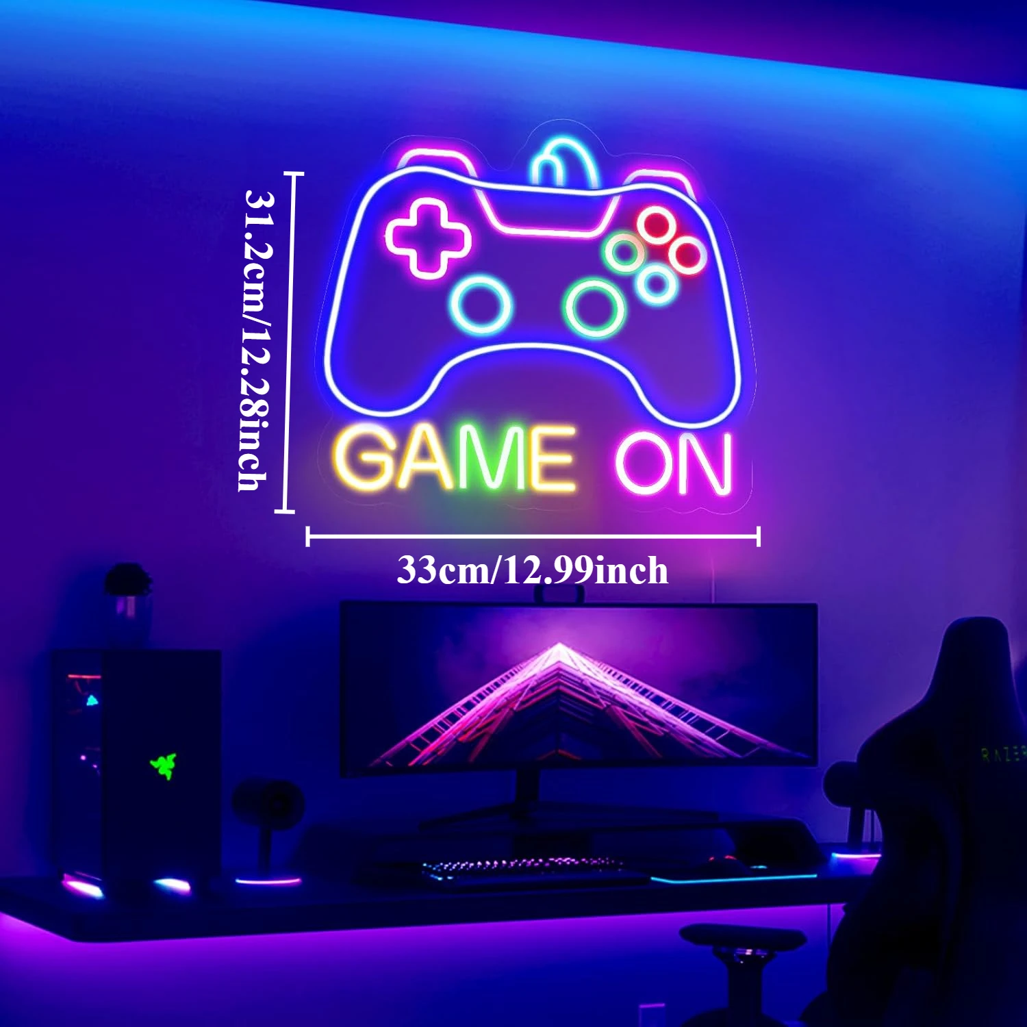 Gamer Neon Sign for Game on Neon LED Sign for Gamer Wall Decor Gaming Neon Light Sign for Teen Bedroom Gamer Gifts for Boys