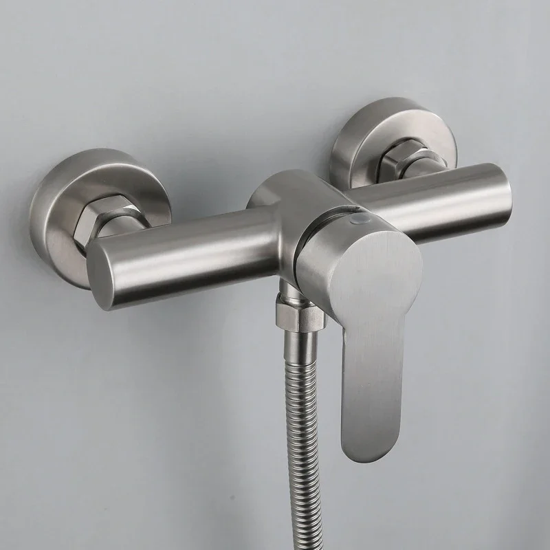 Bathroom Shower Faucet Set Stainless Steel Triple Bathtub    Water Mixer Valve Nozzle Tap Hot and Cold